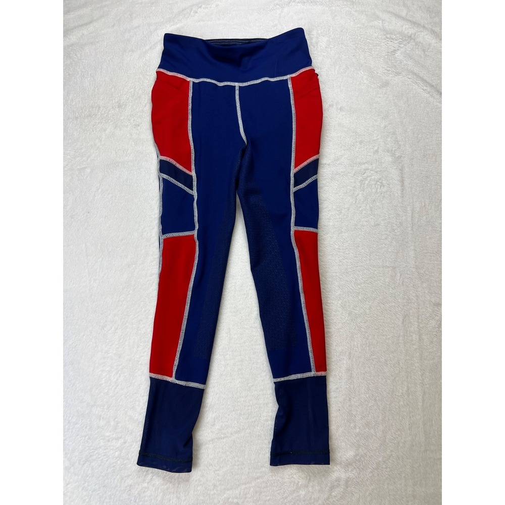 Dover Saddlery Horse Riding Leggings Blue Red Equestrian Breeches Small 0351153